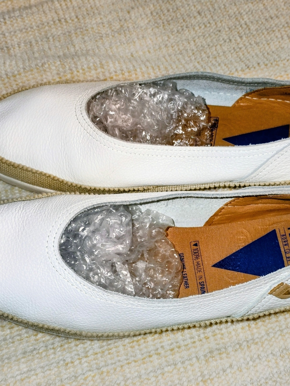 Verbenas White Leather Slip In Shoes Size 39/8 Made In Spain Minimalist Comfort - Picture 6 of 13